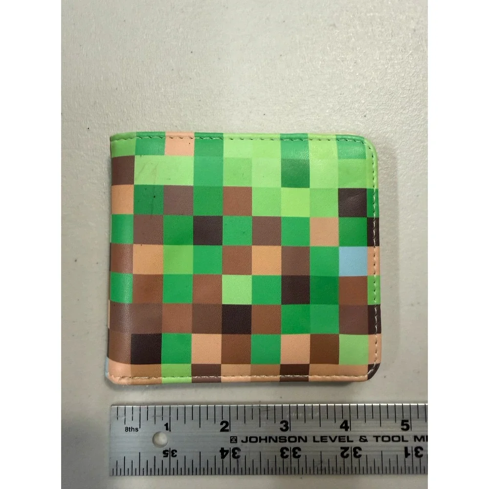 Minecraft Grass Block‎ Pixelated Bifold Wallet Green Brown Gaming Accessory